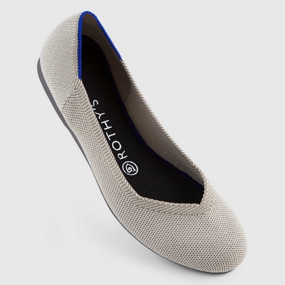 ROTHY’S The Flat Round Toe Flax Birdseye Cream/Gray Flat